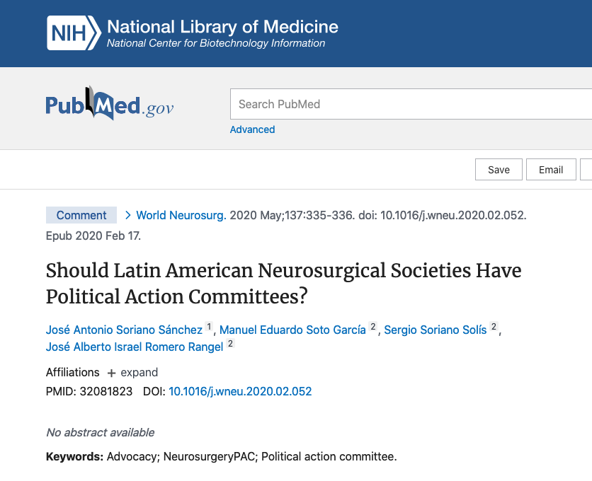 Should Latin American Neurosurgical Societies Have Political Action Committees?