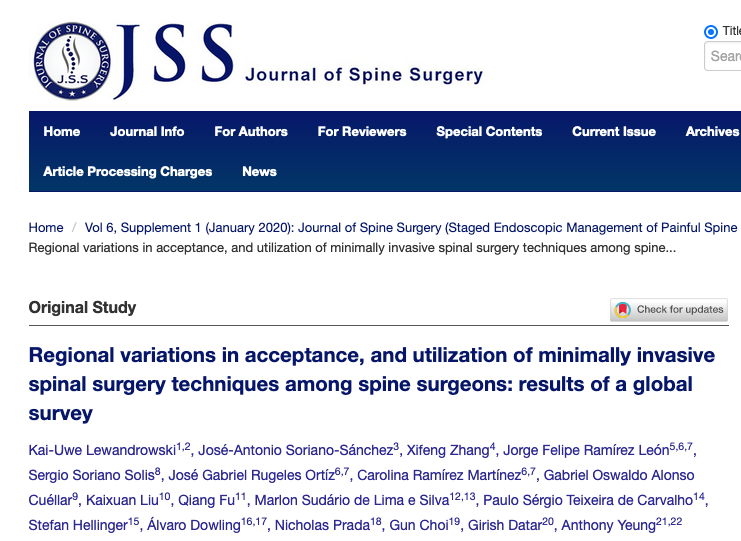 Regional variations in acceptance, and utilization of minimally invasive spinal surgery techniques among spine surgeons: results of a global survey