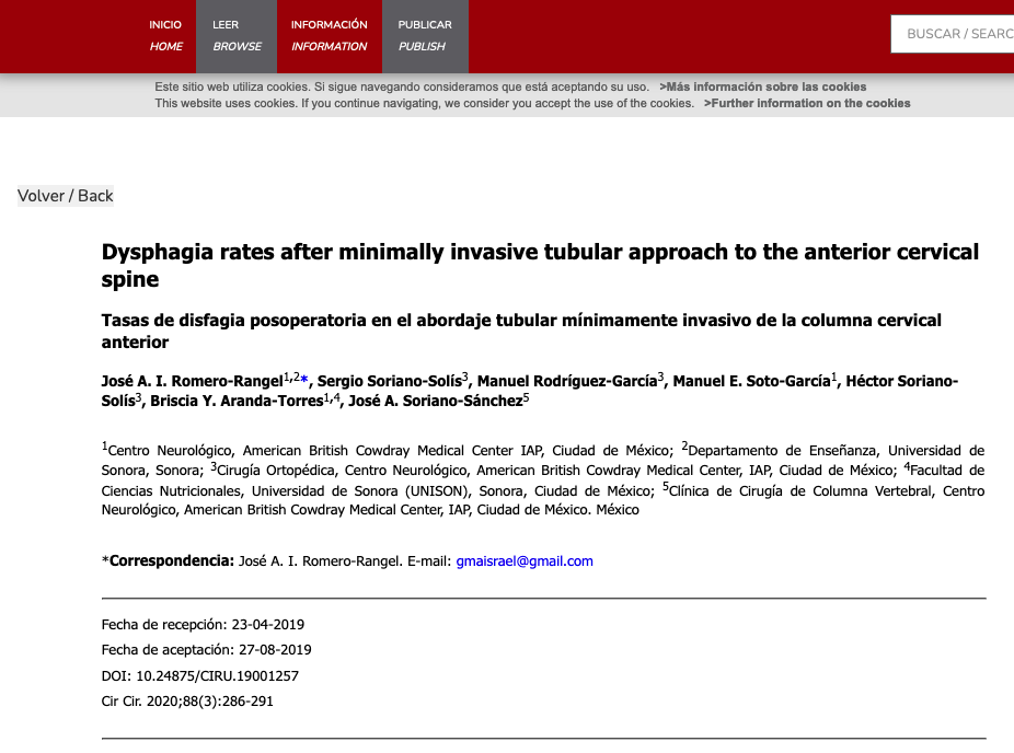 Dysphagia rates after minimally invasive tubular approach to the anterior cervical spine